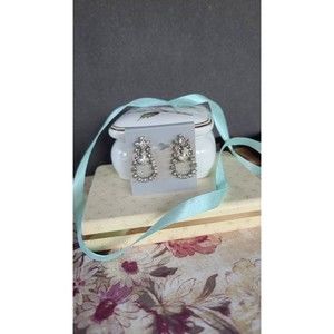 Vintage Rhinestone Dangling Screwback Earrings